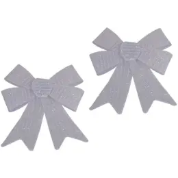 Christmas Silver Glitter Bow - Double Bows